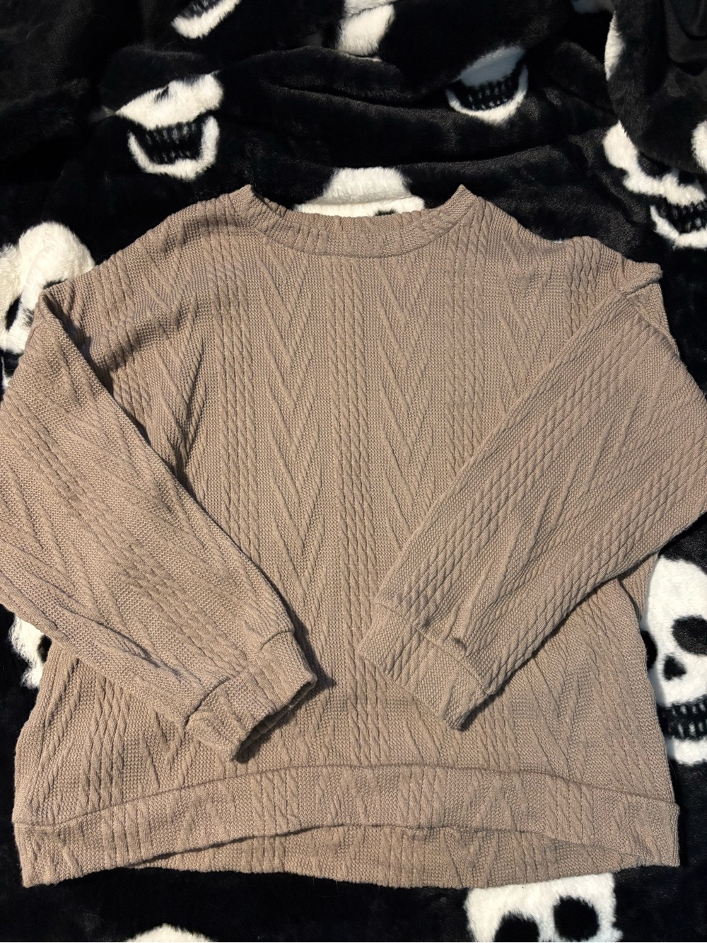 Eclipse Taupe Cable Crewneck Sweater